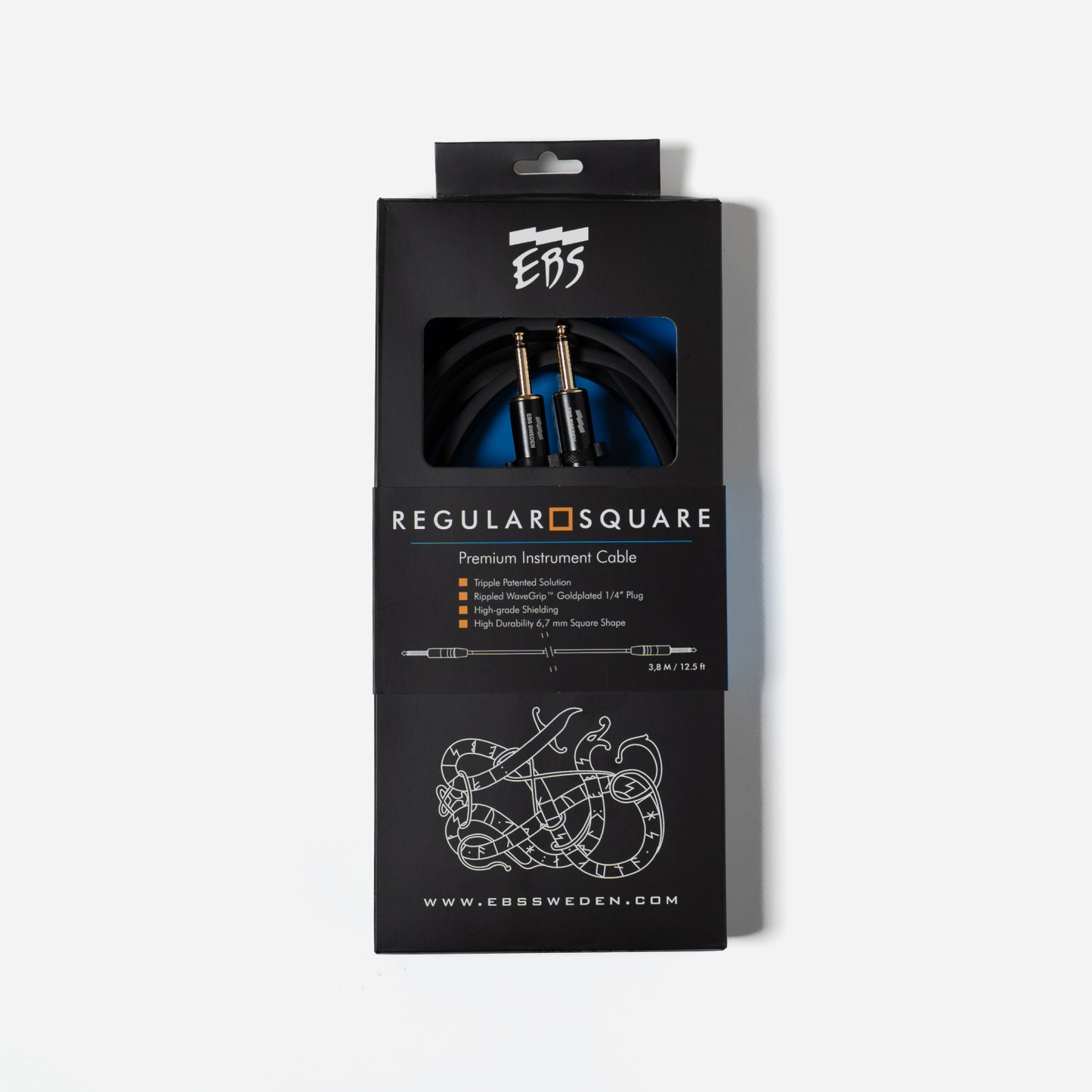 EBS Regular Square Instrument Cable - Straight to Straight - WaveGrip 1/4”