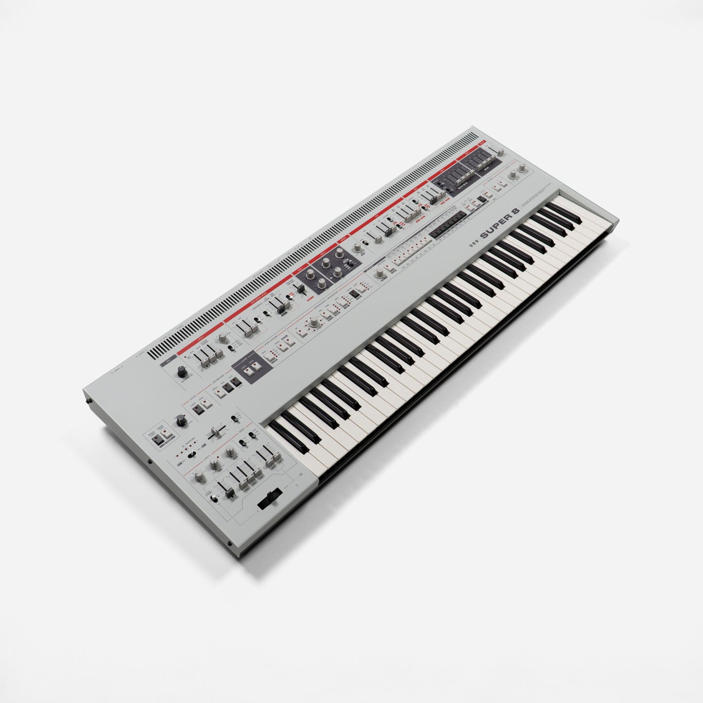 UDO Super 8 16-voice polyphonic, bitimbral analog-hybrid keyboard synthesizer, full keyboard